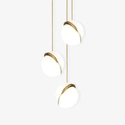 Crescent moon-shaped LED chandelier – Contemporary chic in acrylic and brass finish