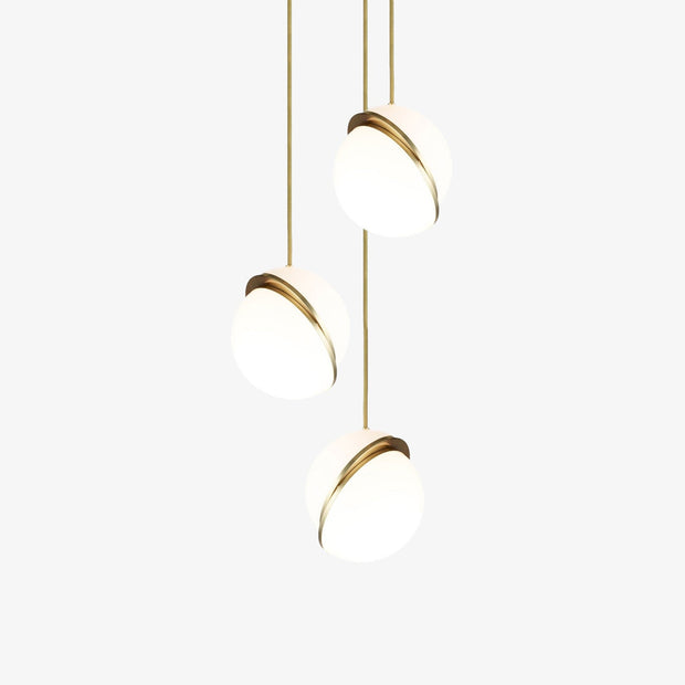 Crescent moon-shaped LED chandelier – Contemporary chic in acrylic and brass finish