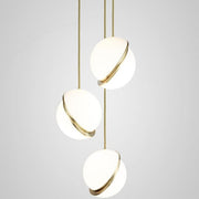 Crescent moon-shaped LED chandelier – Contemporary chic in acrylic and brass finish