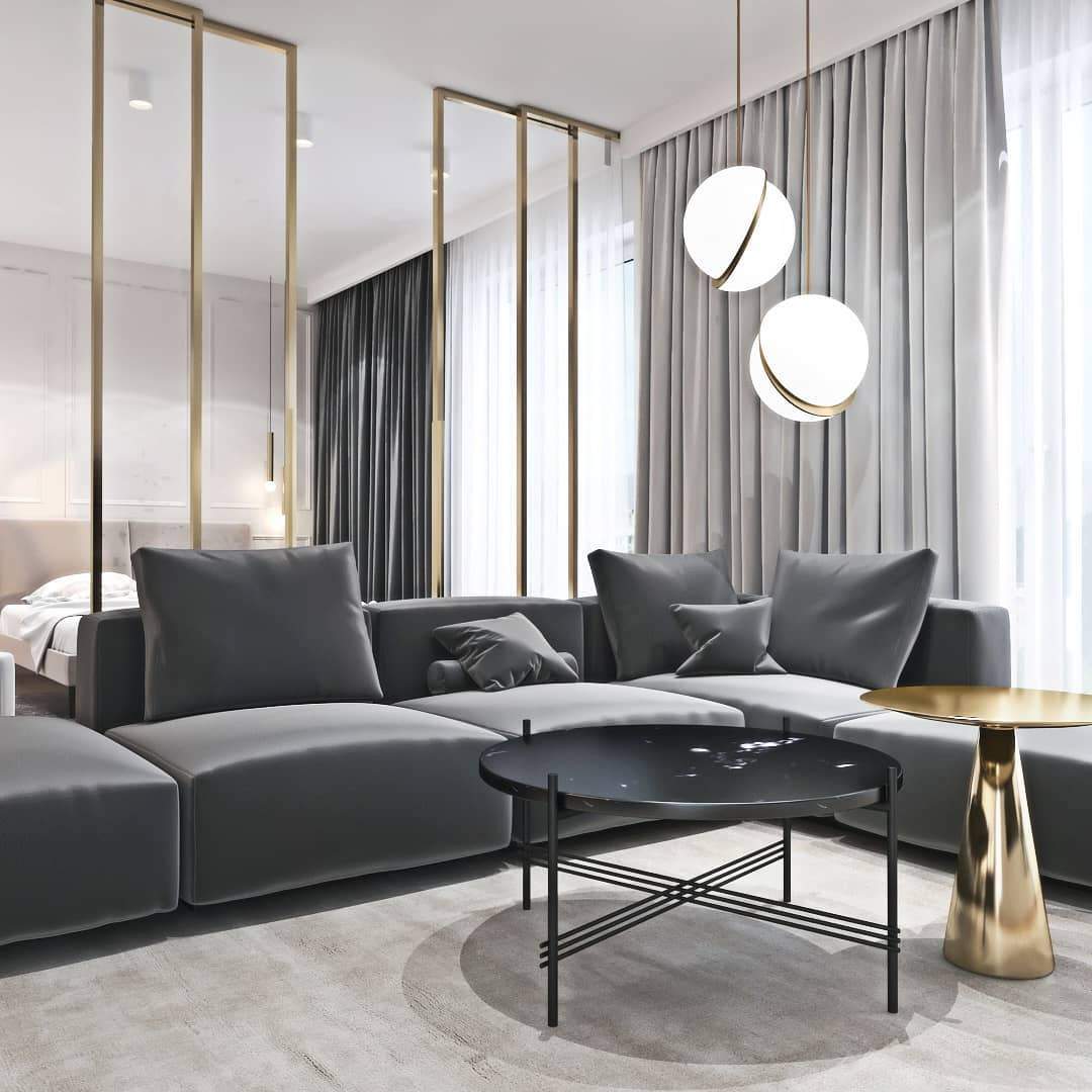 Lustre LED i form av en månskära – Samtida chic i akryl och mässingsfinish