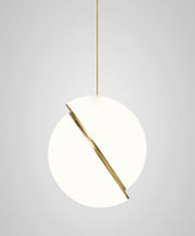Crescent moon-shaped LED chandelier – Contemporary chic in acrylic and brass finish