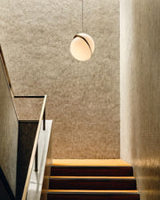 Crescent moon-shaped LED chandelier – Contemporary chic in acrylic and brass finish
