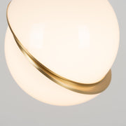 Crescent moon-shaped LED chandelier – Contemporary chic in acrylic and brass finish