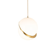 Crescent moon-shaped LED chandelier – Contemporary chic in acrylic and brass finish