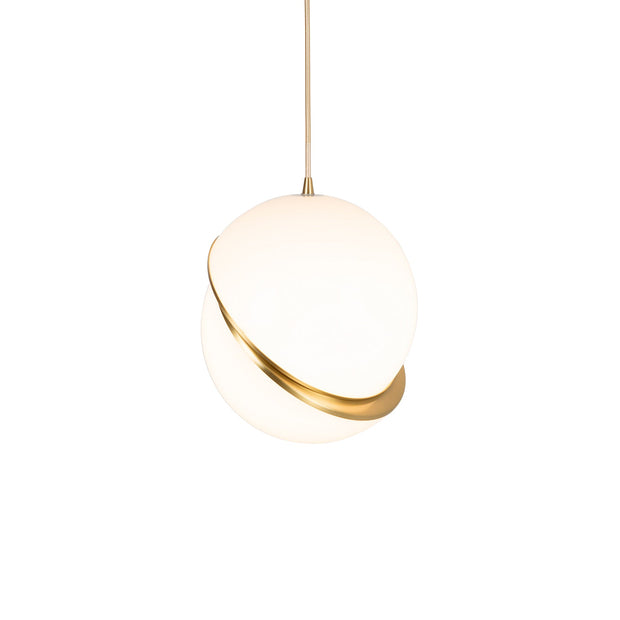 Crescent moon-shaped LED chandelier – Contemporary chic in acrylic and brass finish