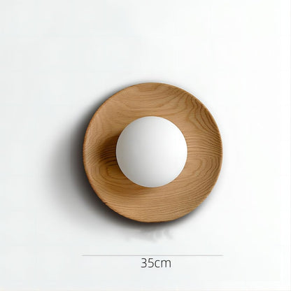 Applique Murale Élégante Minimaliste en Bois et Verre – Design Moderne Élancé avec Finition Blanche Naturelle