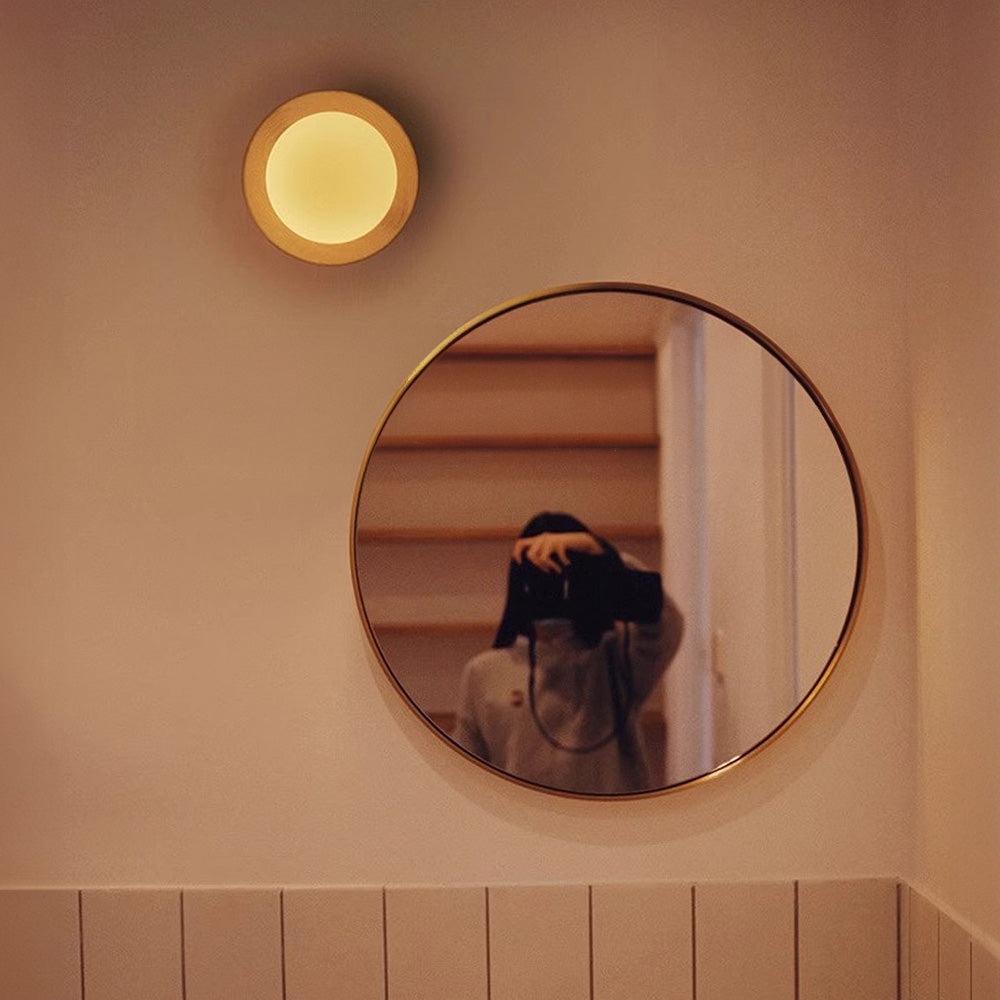 Applique Murale Élégante Minimaliste en Bois et Verre – Design Moderne Élancé avec Finition Blanche Naturelle