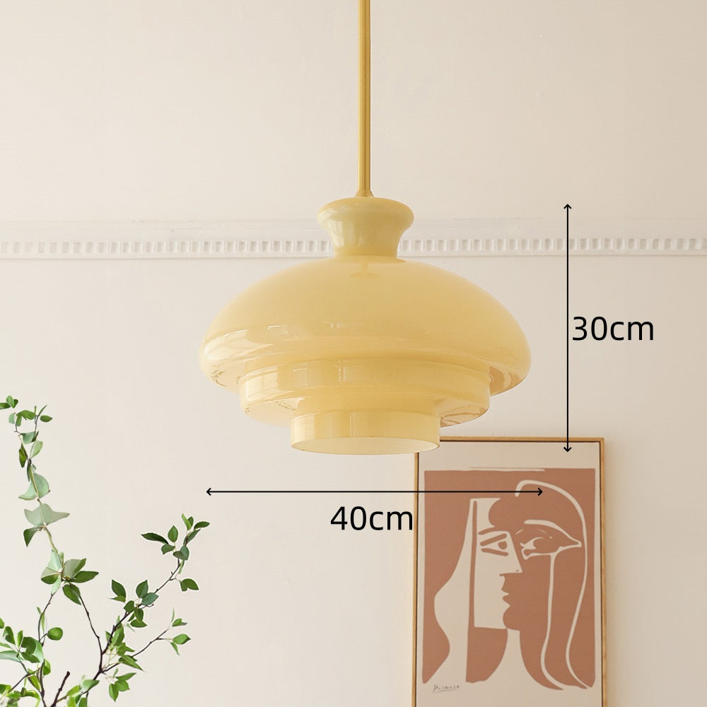 Suspension en verre crème-jaune Bauhaus – Une fusion chic de charme vintage et de style contemporain