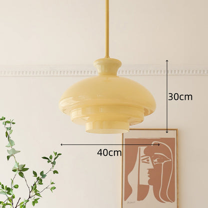 Suspension en verre crème-jaune Bauhaus – Une fusion chic de charme vintage et de style contemporain