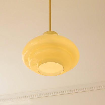 Suspension en verre crème-jaune Bauhaus – Une fusion chic de charme vintage et de style contemporain