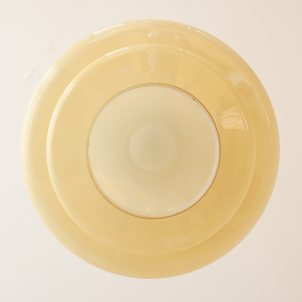 Suspension en verre crème-jaune Bauhaus – Une fusion chic de charme vintage et de style contemporain