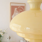 Suspension en verre crème-jaune Bauhaus – Une fusion chic de charme vintage et de style contemporain