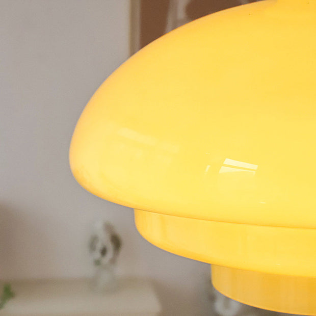 Suspension en verre crème-jaune Bauhaus – Une fusion chic de charme vintage et de style contemporain