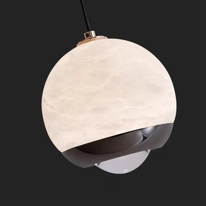 Luminaire à suspension en albâtre Nordic Elegance avec base en marbre luxueux