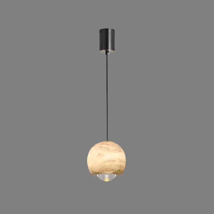 Luminaire à suspension en albâtre Nordic Elegance avec base en marbre luxueux