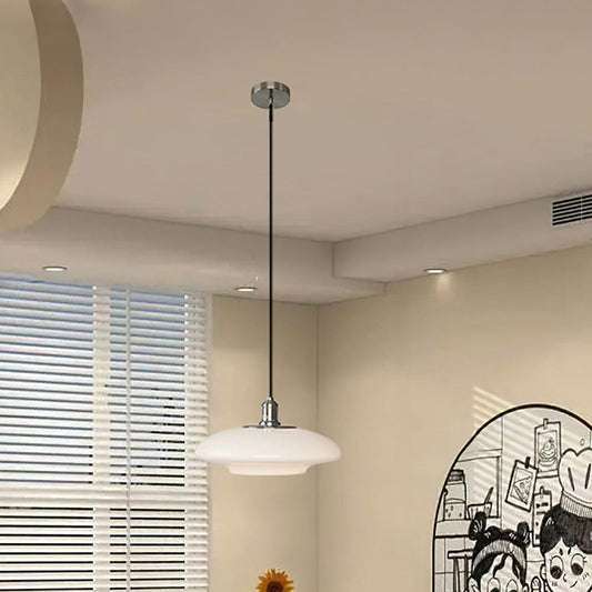 Suspension en verre blanc épuré – Style contemporain minimaliste avec douille E27