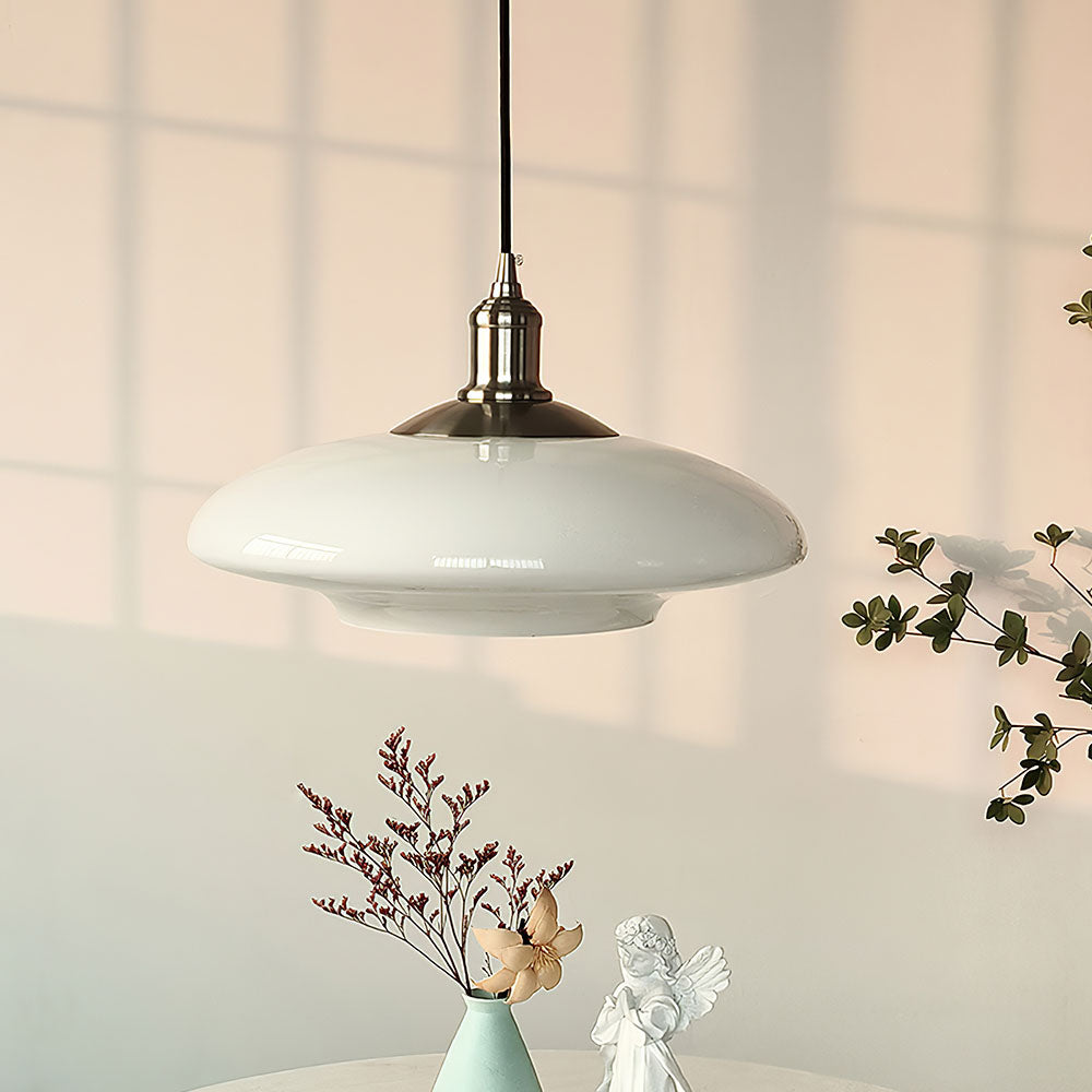 Suspension en verre blanc épuré – Style contemporain minimaliste avec douille E27