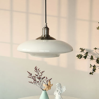 Suspension en verre blanc épuré – Style contemporain minimaliste avec douille E27