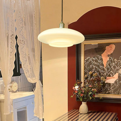 Suspension en verre blanc épuré – Style contemporain minimaliste avec douille E27