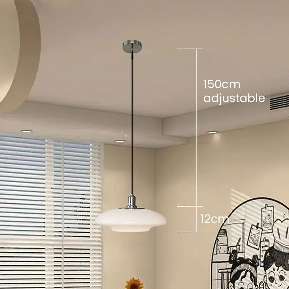 Suspension en verre blanc épuré – Style contemporain minimaliste avec douille E27