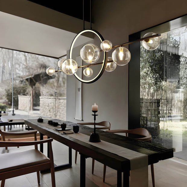 Elara LED Ring Pendant Light – A dazzling fusion of modern design and sculptural glass spheres