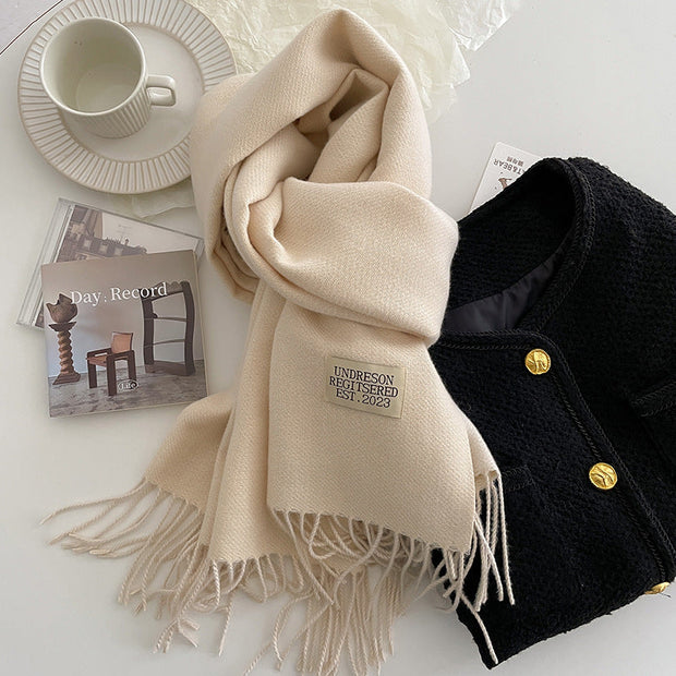 Reversible Scarf in Soft Faux Cashmere with Elegant Fringes for Women and Men – Ideal Unisex Accessory for Winter