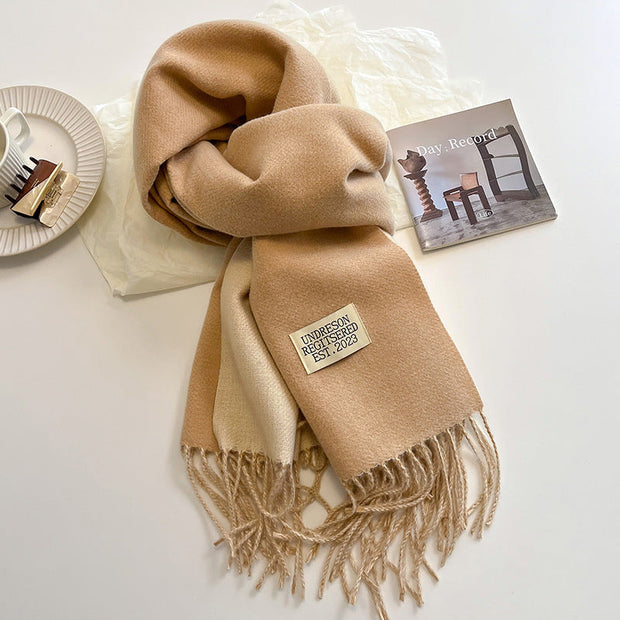 Reversible Scarf in Soft Faux Cashmere with Elegant Fringes for Women and Men – Ideal Unisex Accessory for Winter