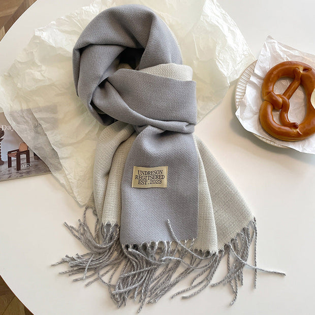 Reversible Scarf in Soft Faux Cashmere with Elegant Fringes for Women and Men – Ideal Unisex Accessory for Winter