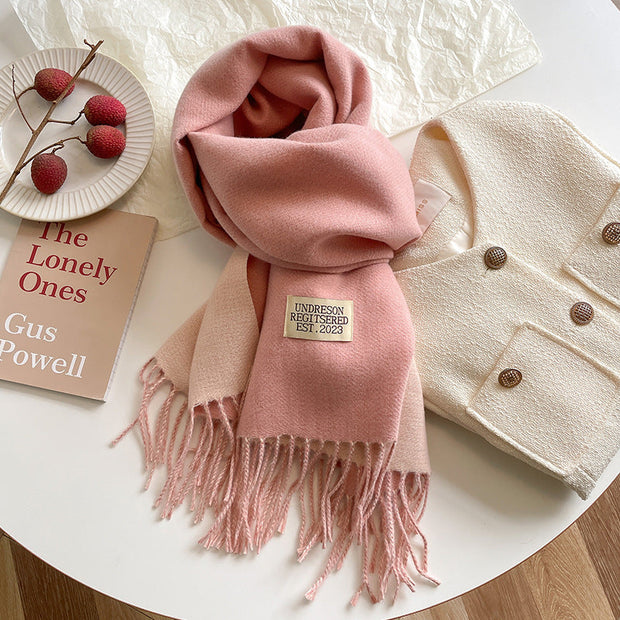 Reversible Scarf in Soft Faux Cashmere with Elegant Fringes for Women and Men – Ideal Unisex Accessory for Winter
