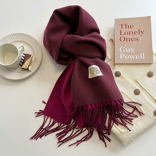 Reversible Scarf in Soft Faux Cashmere with Elegant Fringes for Women and Men – Ideal Unisex Accessory for Winter