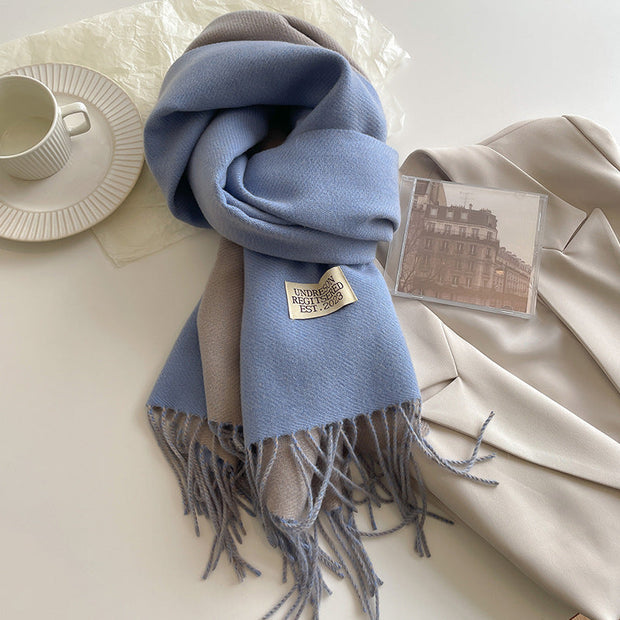 Reversible Scarf in Soft Faux Cashmere with Elegant Fringes for Women and Men – Ideal Unisex Accessory for Winter