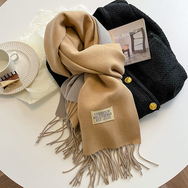 Reversible Scarf in Soft Faux Cashmere with Elegant Fringes for Women and Men – Ideal Unisex Accessory for Winter