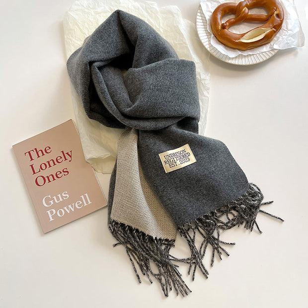 Reversible Scarf in Soft Faux Cashmere with Elegant Fringes for Women and Men – Ideal Unisex Accessory for Winter