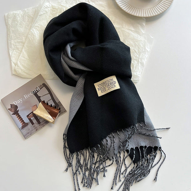 Reversible Scarf in Soft Faux Cashmere with Elegant Fringes for Women and Men – Ideal Unisex Accessory for Winter