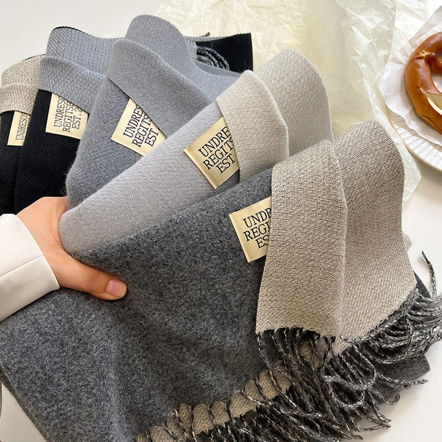 Reversible Scarf in Soft Faux Cashmere with Elegant Fringes for Women and Men – Ideal Unisex Accessory for Winter