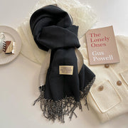 Reversible Scarf in Soft Faux Cashmere with Elegant Fringes for Women and Men – Ideal Unisex Accessory for Winter