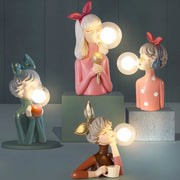 Elegant Artisan Sisters table lamp – A unique fusion of handmade wood and textile design