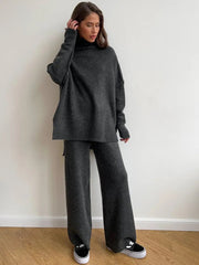 Women's Knitted Set Astrid with Turtleneck Sweater and Wide Pants – Elegant and Versatile Comfort