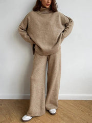 Women's Knitted Set Astrid with Turtleneck Sweater and Wide Pants – Elegant and Versatile Comfort