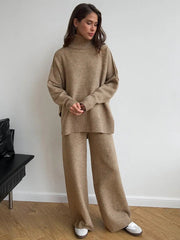 Women's Knitted Set Astrid with Turtleneck Sweater and Wide Pants – Elegant and Versatile Comfort