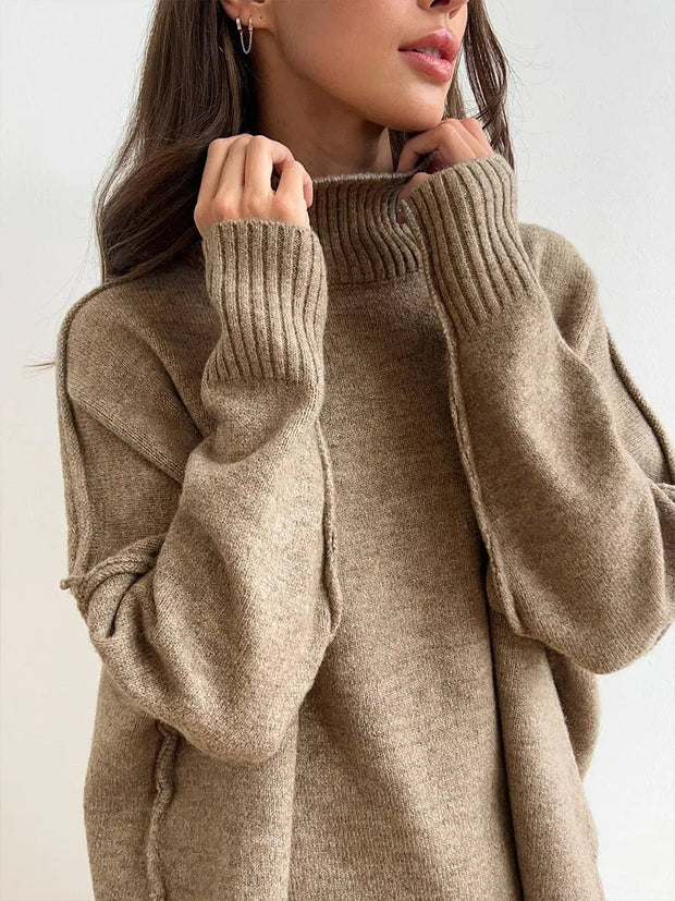 Women's Knitted Set Astrid with Turtleneck Sweater and Wide Pants – Elegant and Versatile Comfort