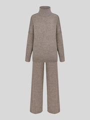 Women's Knitted Set Astrid with Turtleneck Sweater and Wide Pants – Elegant and Versatile Comfort