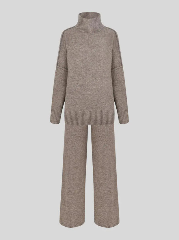 Women's Knitted Set Astrid with Turtleneck Sweater and Wide Pants – Elegant and Versatile Comfort