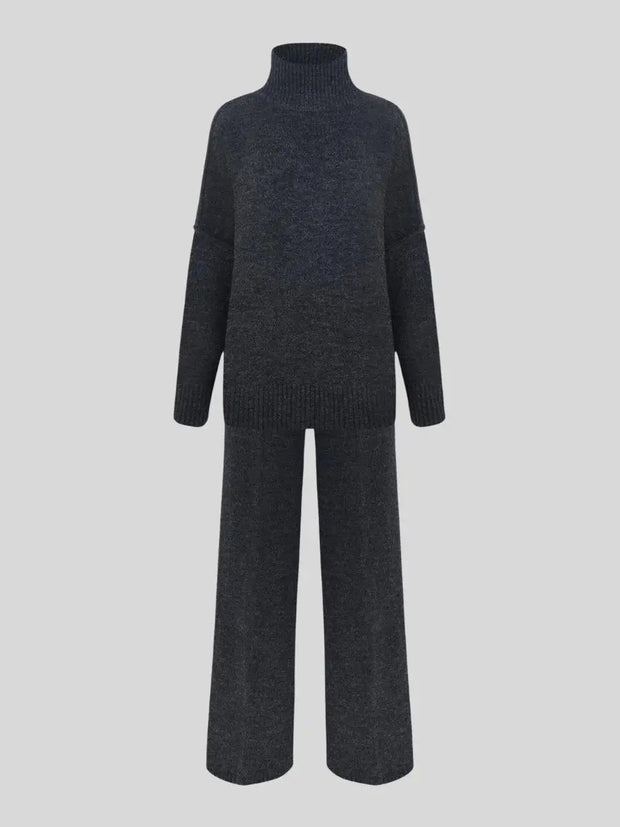 Women's Knitted Set Astrid with Turtleneck Sweater and Wide Pants – Elegant and Versatile Comfort