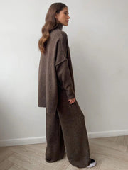 Women's Knitted Set Astrid with Turtleneck Sweater and Wide Pants – Elegant and Versatile Comfort