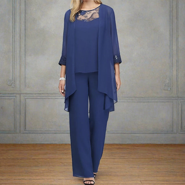 Women's 3-Piece Cotton Suit Set – Blazer, Shirt, and Elegant Pants for a Professional Look