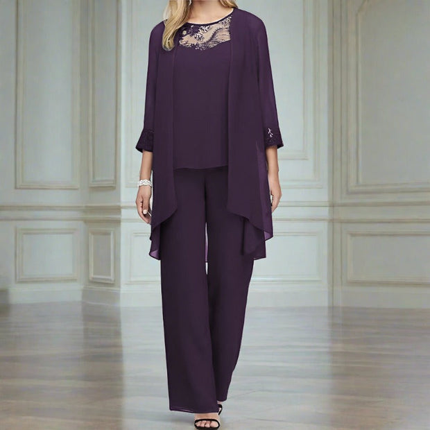 Women's 3-Piece Cotton Suit Set – Blazer, Shirt, and Elegant Pants for a Professional Look