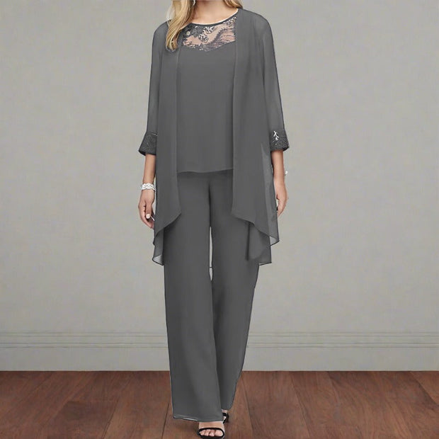 Women's 3-Piece Cotton Suit Set – Blazer, Shirt, and Elegant Pants for a Professional Look