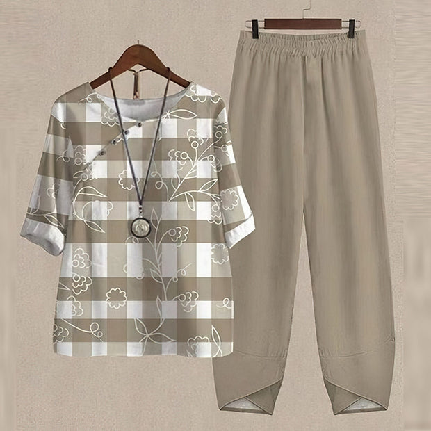 Women's Suit Set Katarina - Flowing Blouse and Elegant Wide Pants, Comfortable and Trendy, Sizes S to XXL