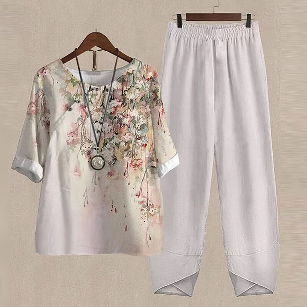 Women's Suit Set Katarina - Flowing Blouse and Elegant Wide Pants, Comfortable and Trendy, Sizes S to XXL